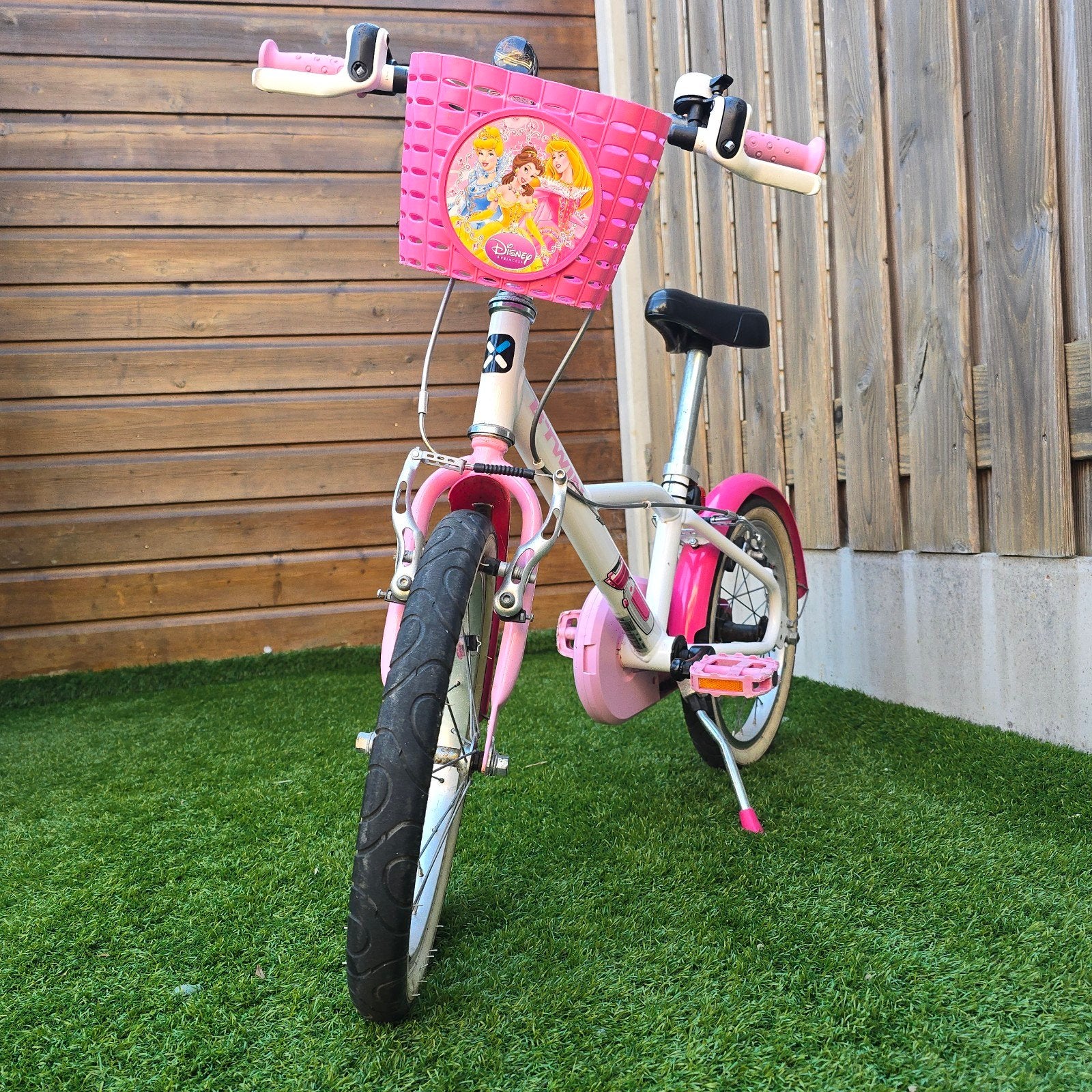 B'Twin Kinderfiets Roze/Wit 16 inch met Mandje, Ophalen