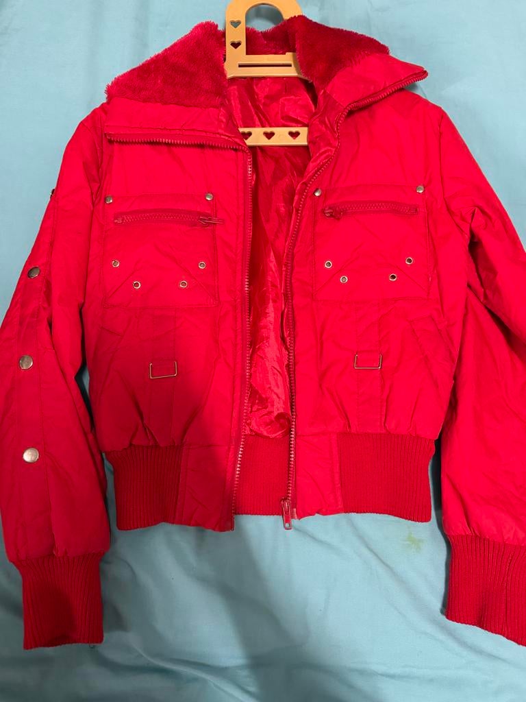 Rode winterjas met teddy voering, Ophalen of Verzenden, Gedragen, Maat 38/40 (M), Rood