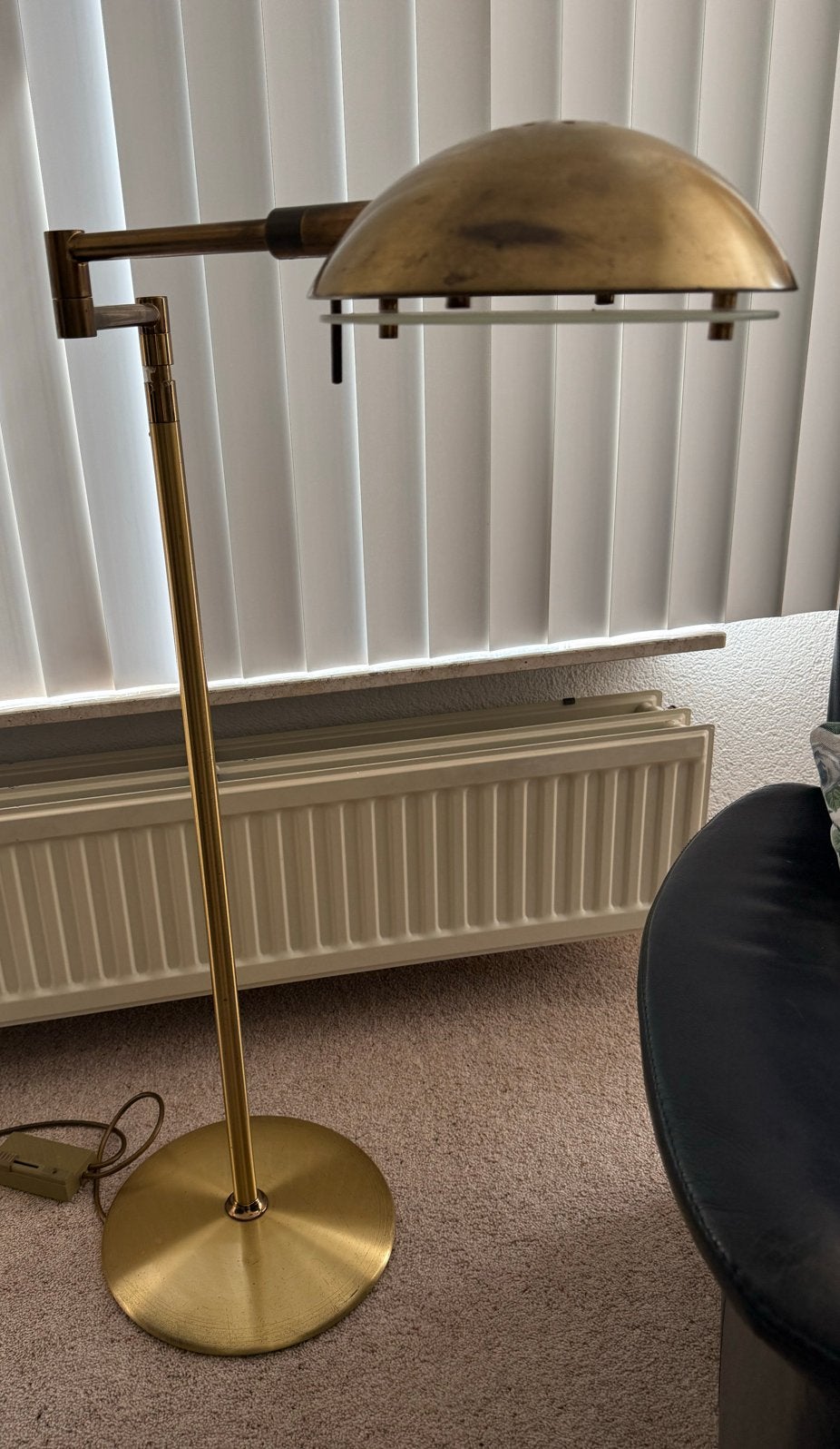 Vintage Messing Vloerlamp - Verstelbaar Design, Ophalen, Gebruikt, Metaal, 100 tot 150 cm