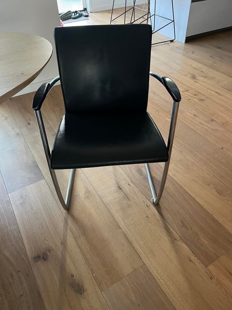 6 nomada eetkamerstoelen zwart leer, Huis en Inrichting, Ophalen, Gebruikt, Zwart, Leer