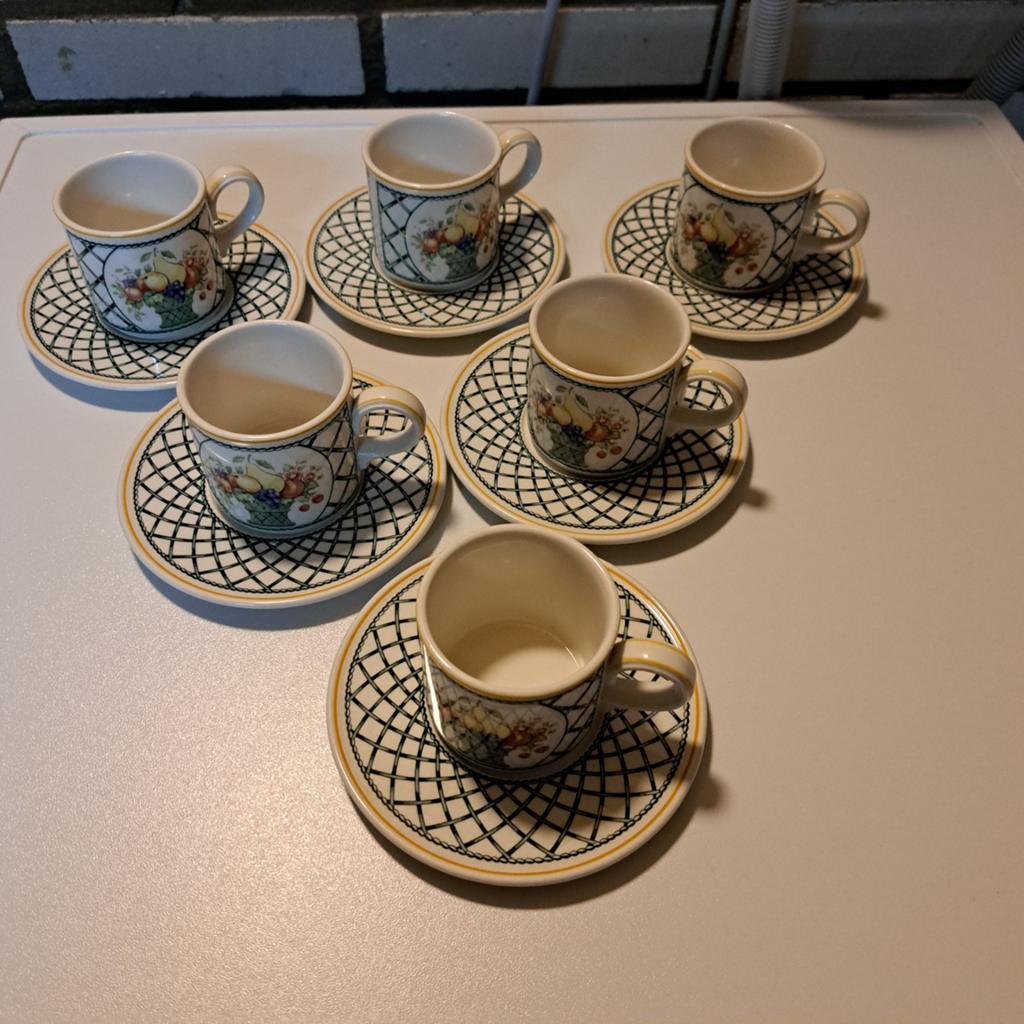 (k) Villeroy & Boch Basket Kopjes en Schotels (6x), Ophalen, Zo goed als nieuw, Overige stijlen, Kop(pen) en/of Schotel(s)