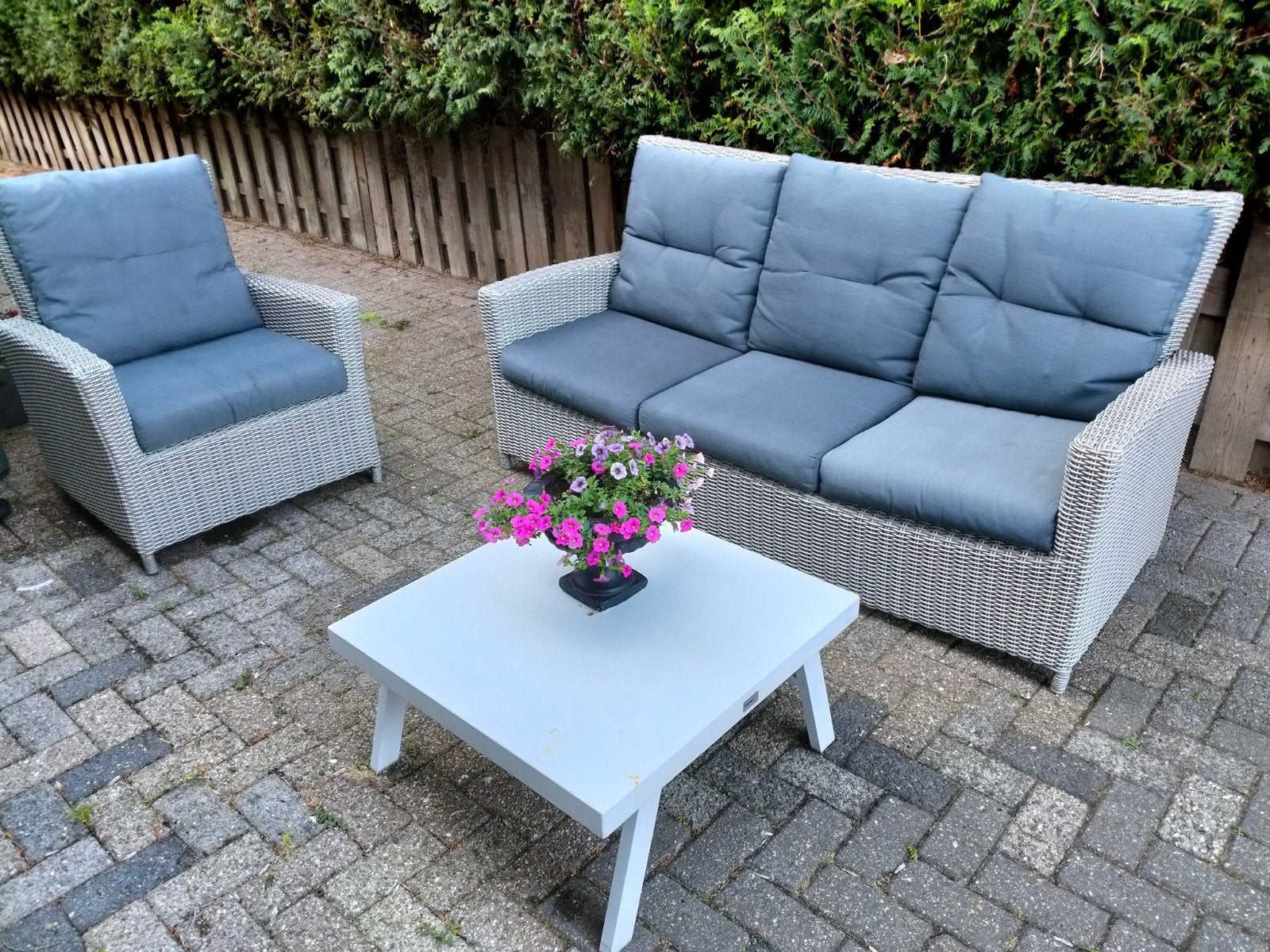 Tuinset wicker loungeset, Tuin en Terras, Tuinsets en Loungesets, Ophalen, 4 zitplaatsen, Gebruikt, Loungeset