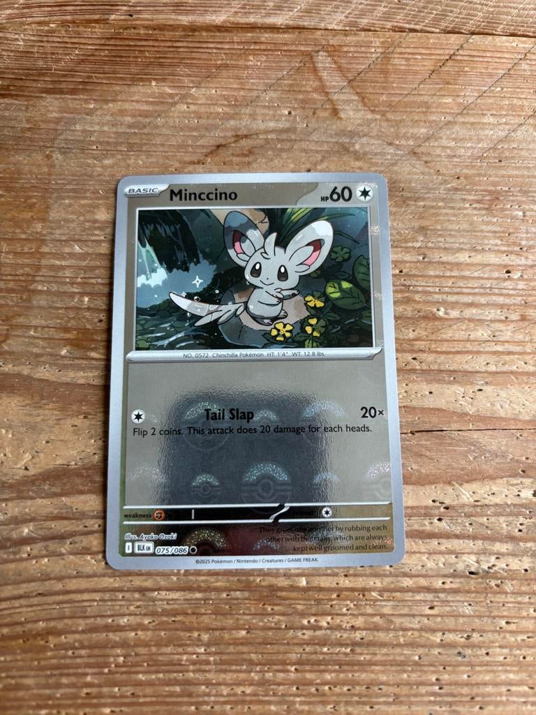 Minccino poke ball Pokémon black bolt, Ophalen of Verzenden, Gebruikt, Losse kaart, Foil