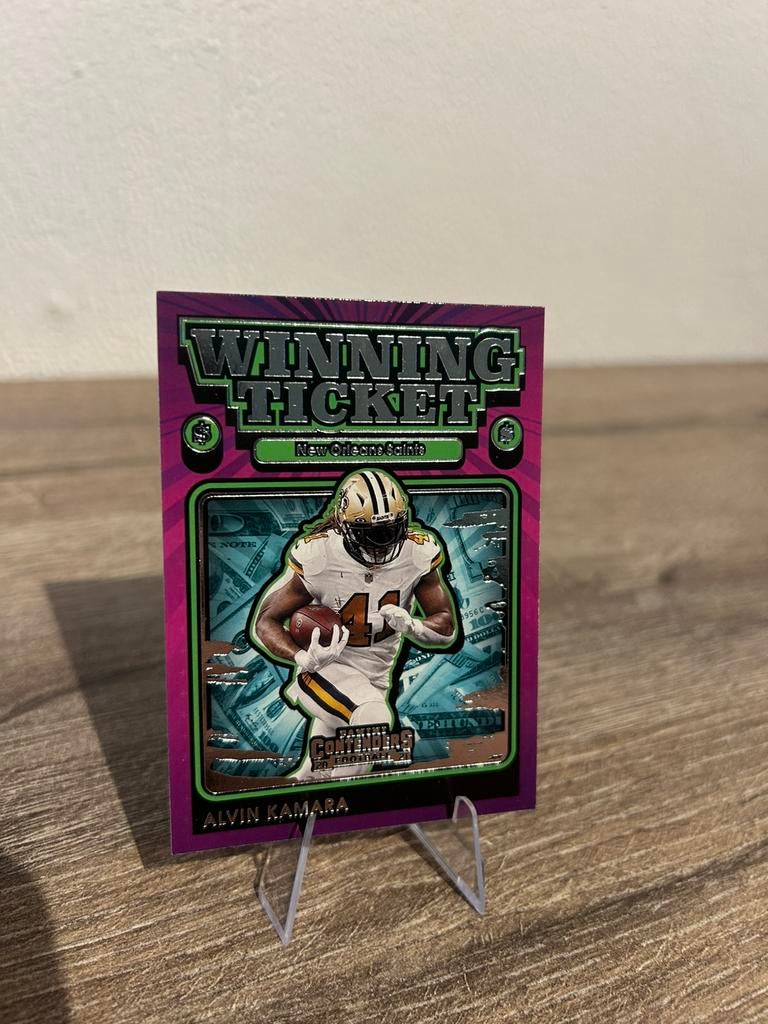 Alvin Kamara 2021 Panini Contenders Football Winning Ticket, Ophalen of Verzenden, Zo goed als nieuw, Buitenlandse clubs, Poster, Plaatje of Sticker