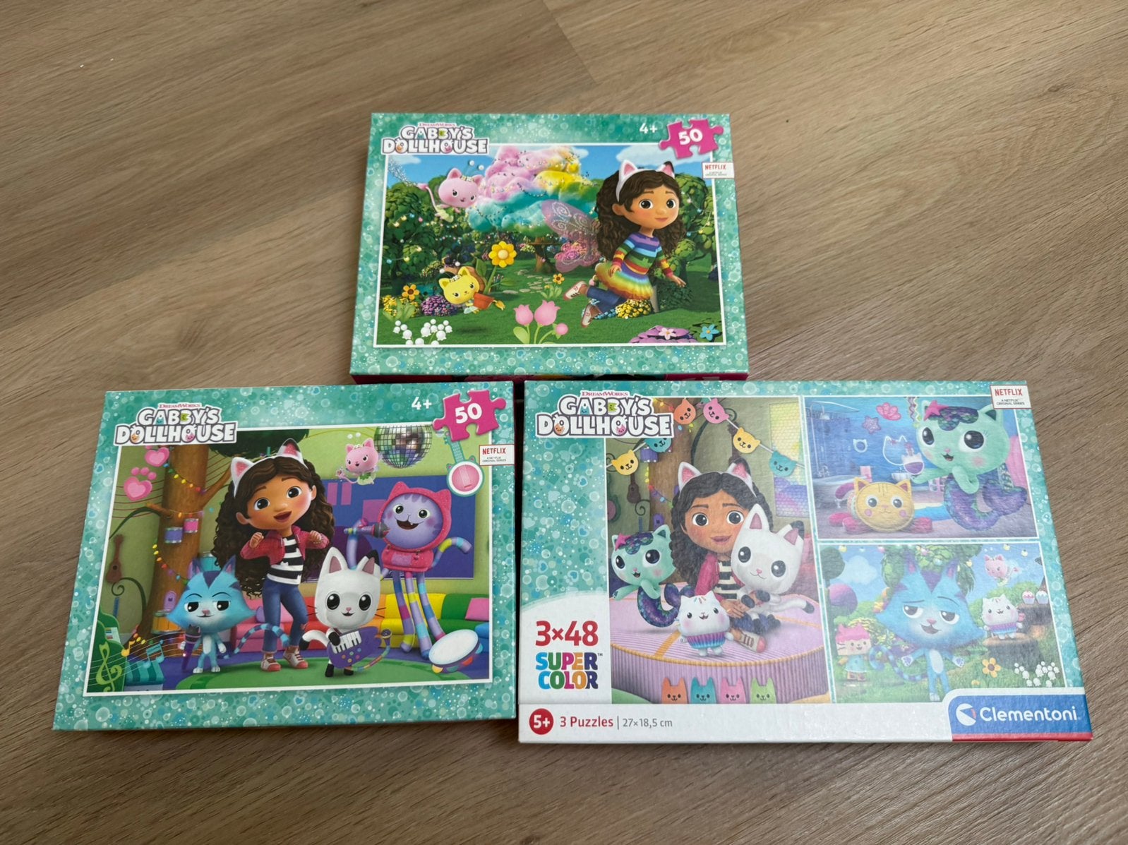 3 puzzels Gabby’s dollhouse, Ophalen of Verzenden, Meer dan 50 stukjes, Nieuw, 4 tot 6 jaar