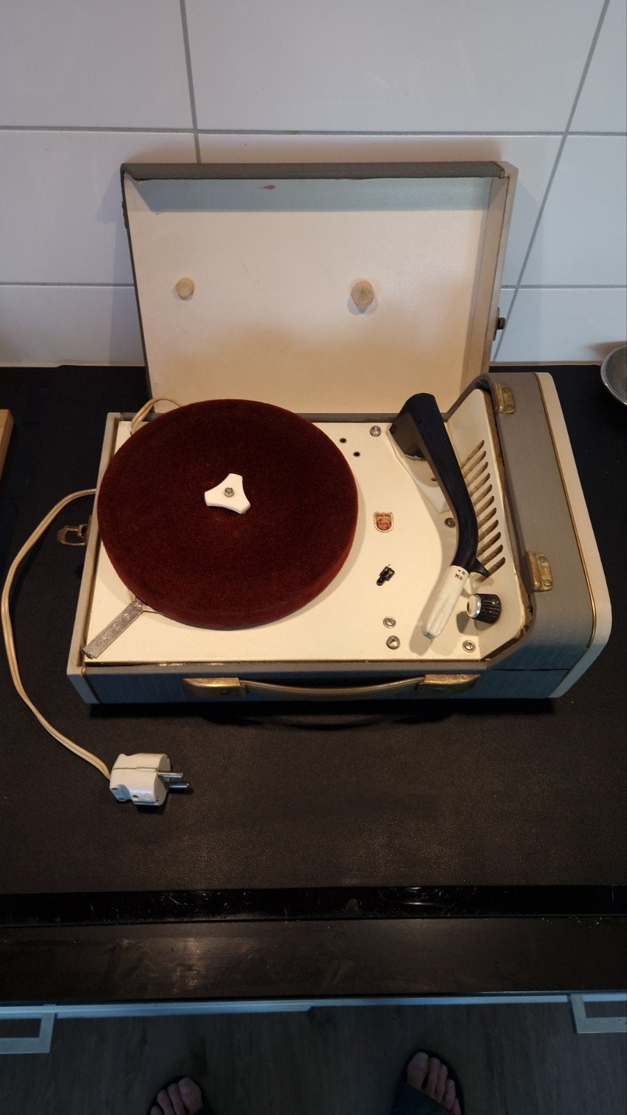 Philips AG-9146 Draagbare Platenspeler uit 1958, Ophalen of Verzenden, Niet werkend, Platenspeler, Philips