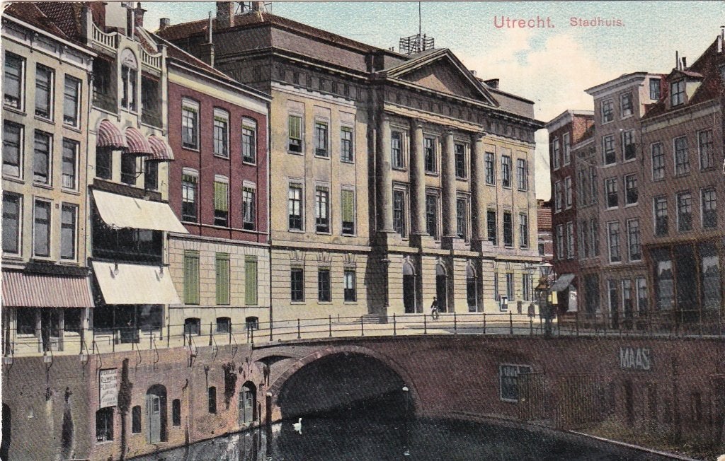Oude Ansichtkaart Utrecht Stadhuis - Gelopen 1910, Verzamelen, Ophalen of Verzenden, Voor 1920, Gelopen, Utrecht