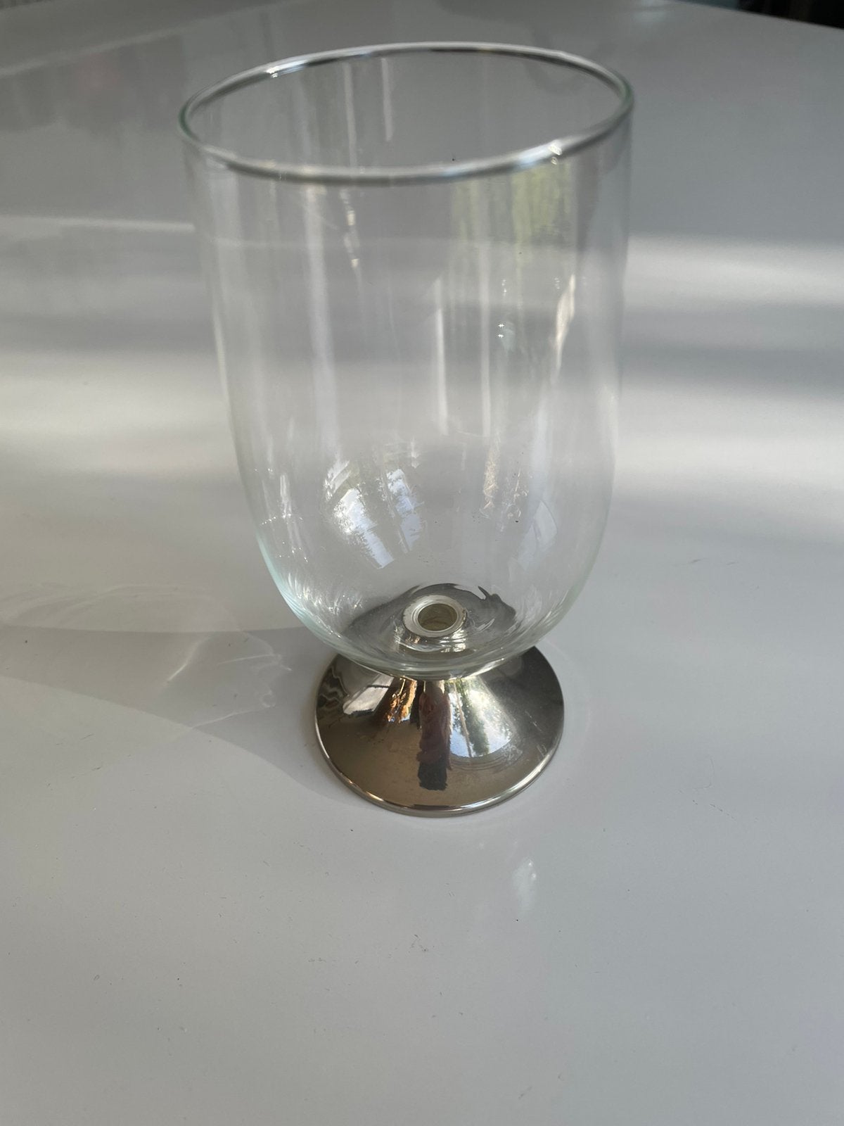 Bier glas  en jenever glas op zilveren poot., Ophalen of Verzenden, Gebruikt, Bierglas