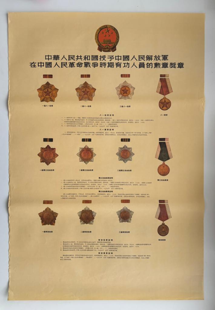 Originele Chinese educatieve poster #15 - onderscheidingen, Ophalen of Verzenden, Gebruikt, A1 t/m A3, Overige onderwerpen