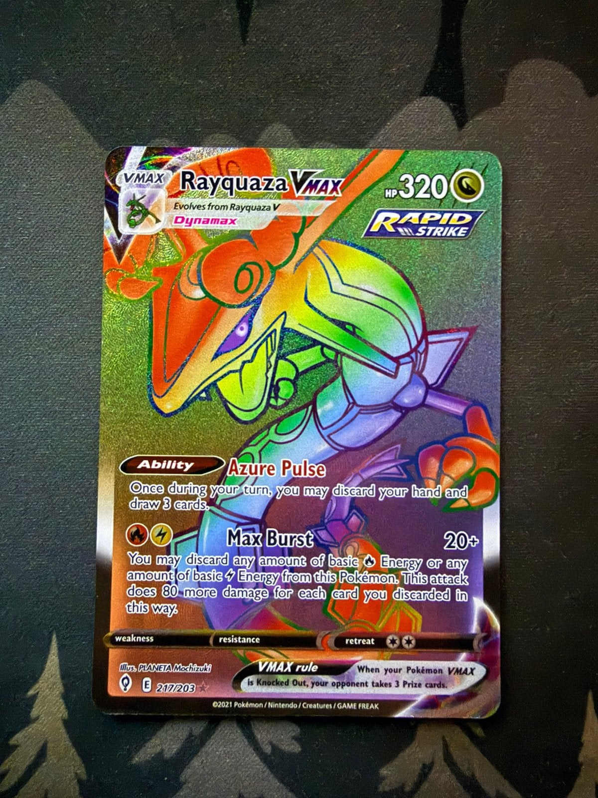 Rayquaza VMAX #217 - Evolving skies, Ophalen of Verzenden, Zo goed als nieuw