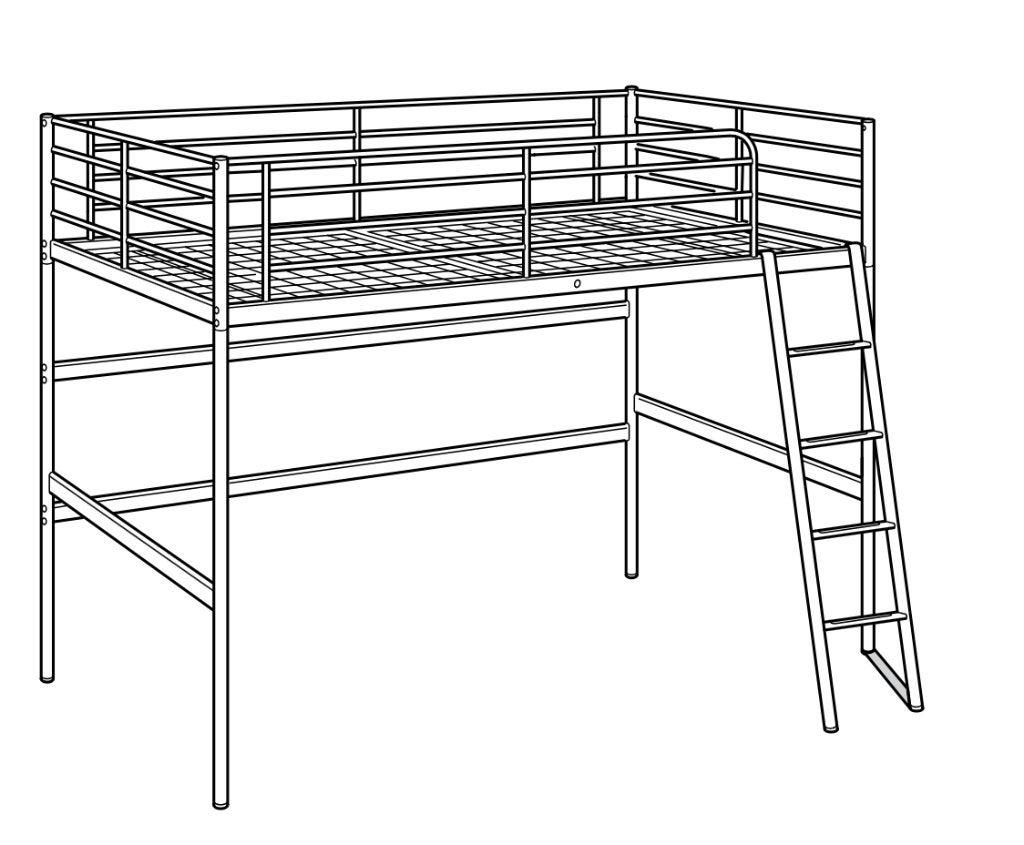 IKEA Svarta 2persoons hoogslaper 140x200, Ophalen, Gebruikt, Hoogslaper, Tweepersoons