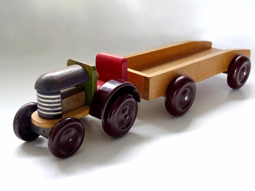 Tractor met Aanhanger Combinatie van Hout en Bakeliet, Verzenden