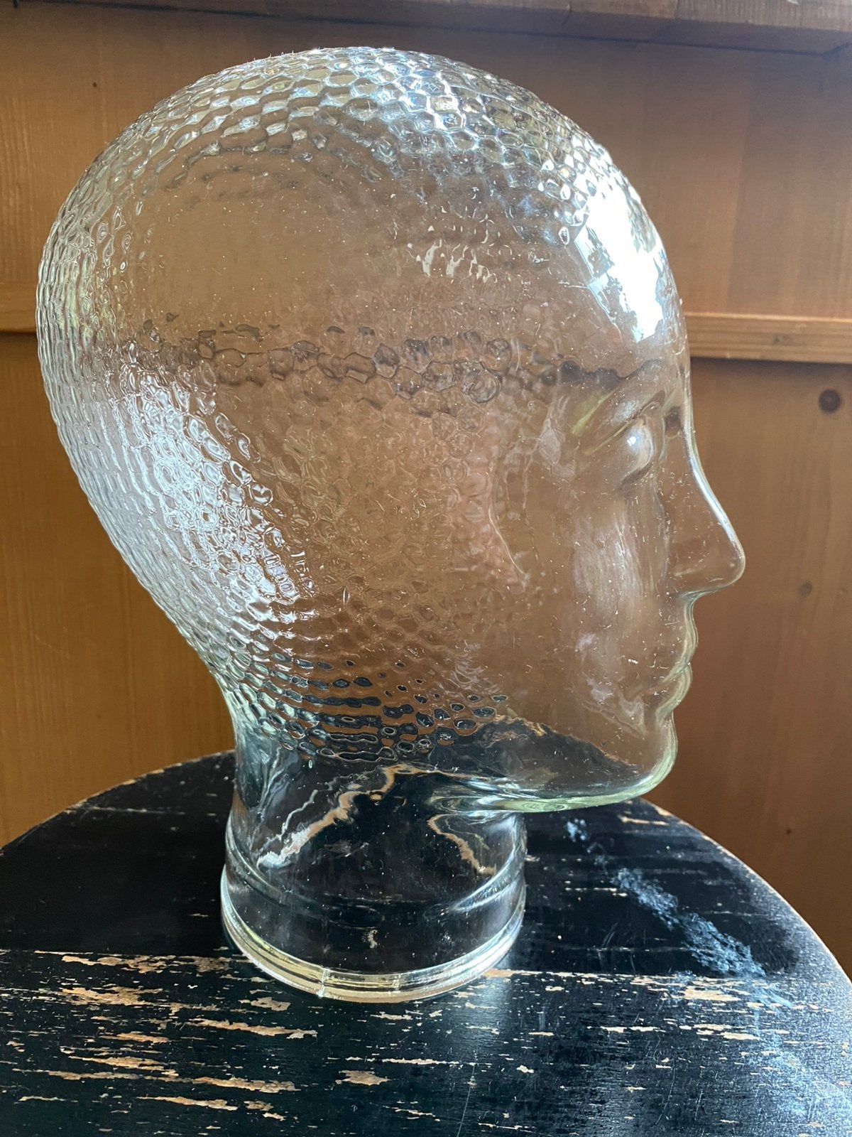 Vintage mannequinhoofd van glas, Ophalen of Verzenden, Gebruikt, Glas