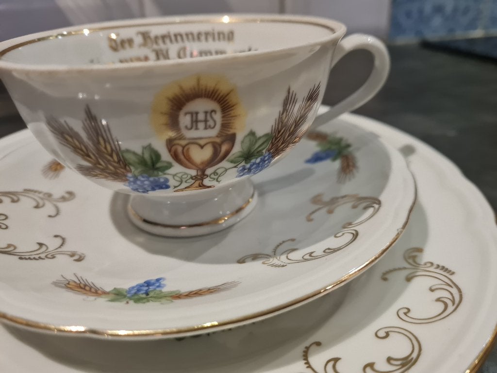Vintage petit dejeuner communie setje, Ophalen of Verzenden