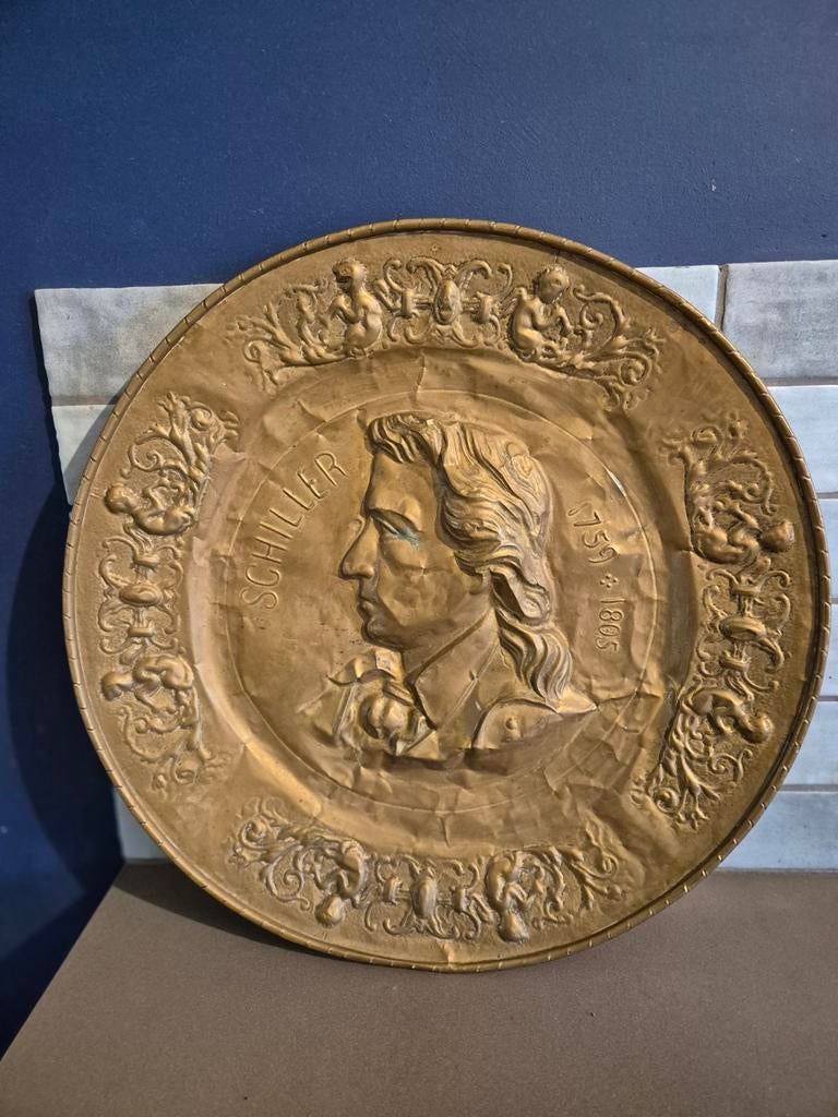 Koperen Wandbord Filosoof Schiller, Ophalen of Verzenden