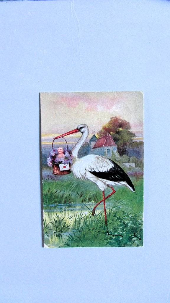 Kado van de ooievaar !, Ophalen of Verzenden, Voor 1920, Gelopen, Kinderen