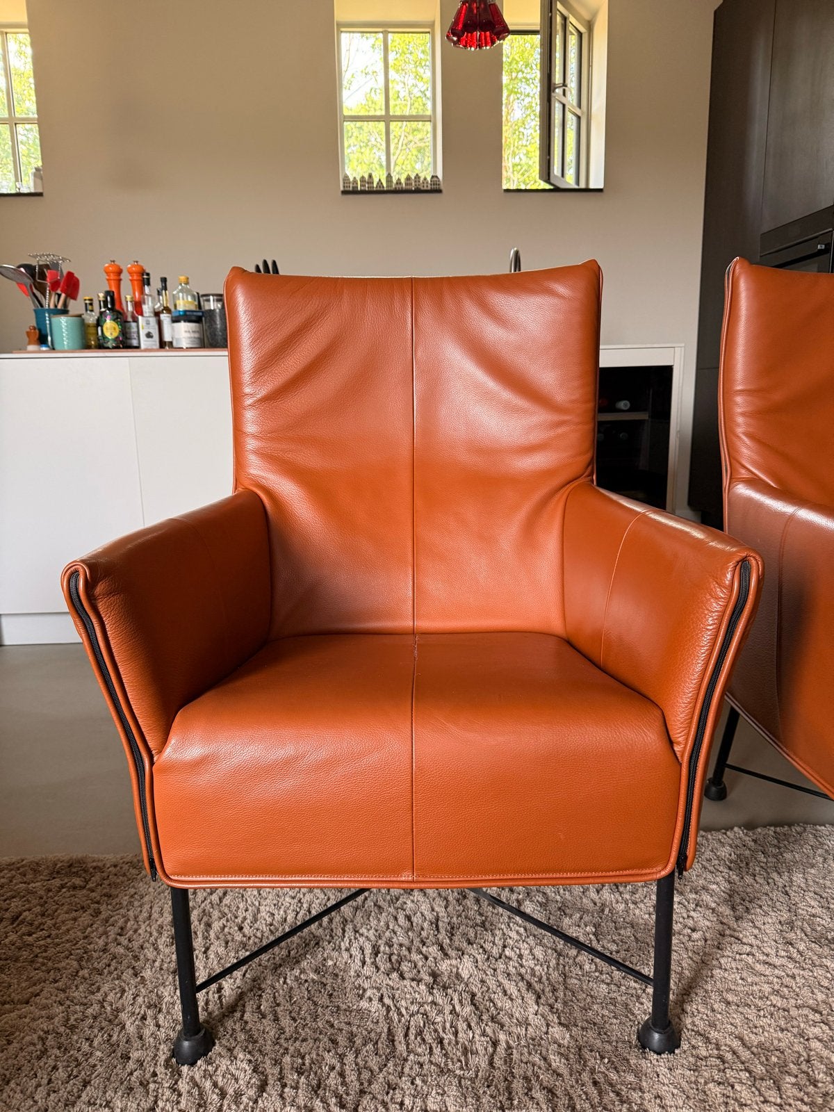 Montis charly Leren fauteuils - set van 2 - oranje/cognac, Ophalen, Twee, Overige kleuren, Leer