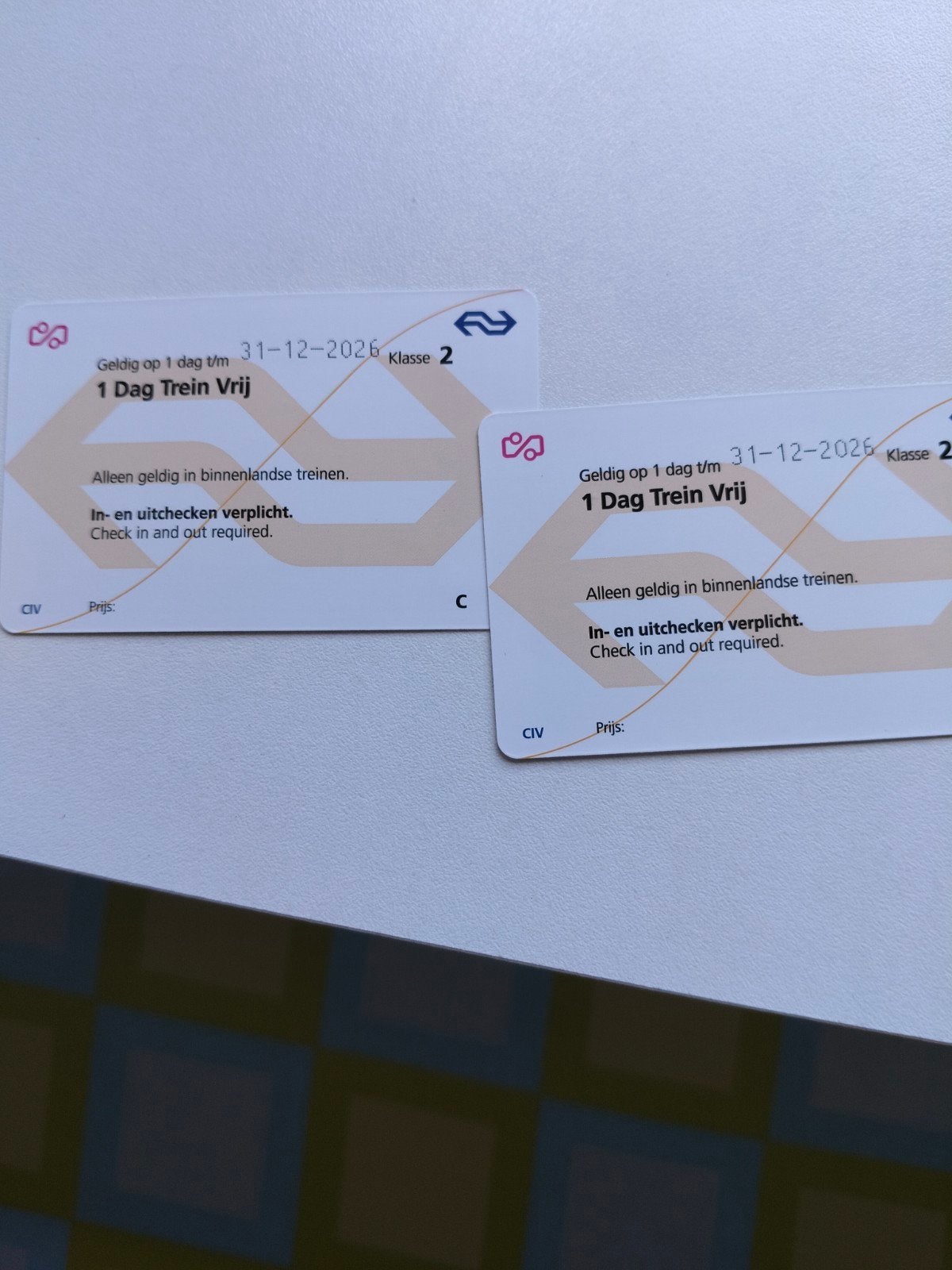 1 dag treinvrij, NS Dagkaart, Eén persoon, Trein, Algemeen kaartje