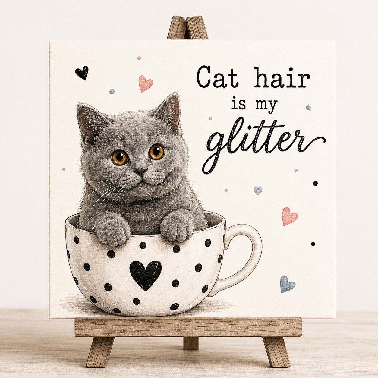 Uniek Tegeltje met Kattenprint - "Cat hair is my glitter", Verzenden, Nieuw, 11 cm, 11 cm
