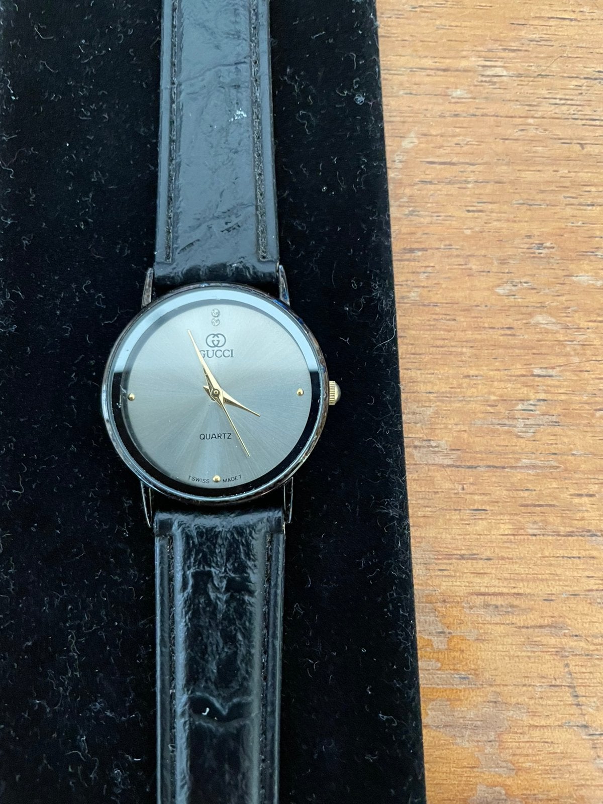 Gucci horloge, dames - Gold Plated, Leer Bandje, Overige merken, Overige materialen, Leer, Polshorloge