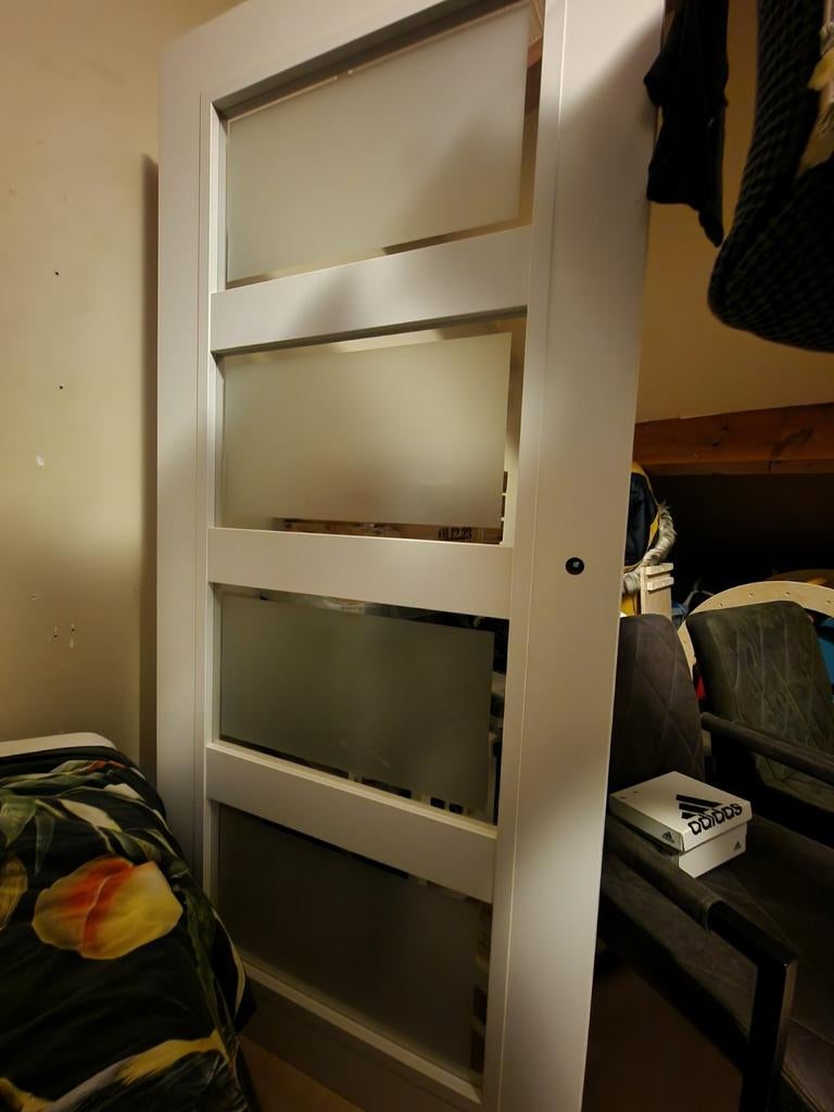Opdekdeur Wit met glas - Hout, Huis en Inrichting, Ophalen, Gebruikt