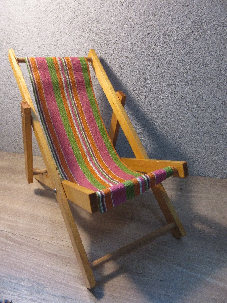 Vintage kleine houten strandstoel, Ophalen of Verzenden, Overige typen