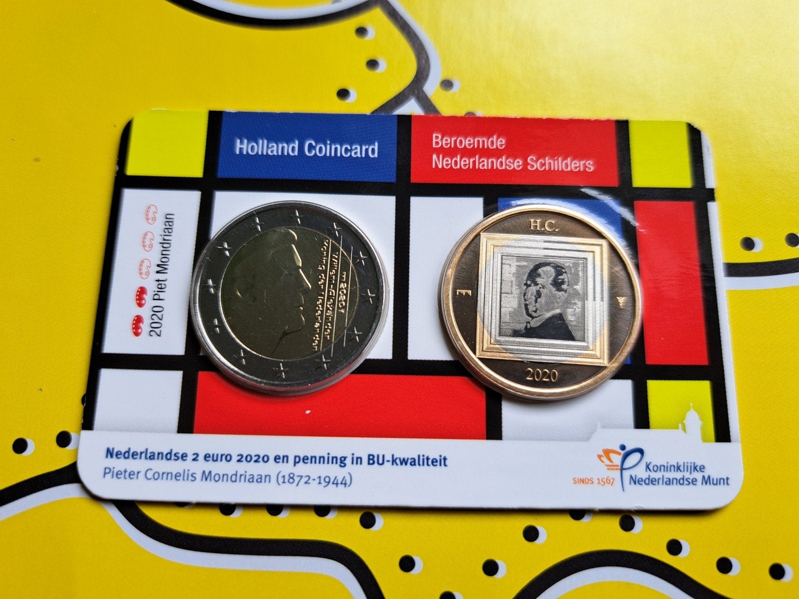 2 euro + Penning Hollandse Schilders 2020 Piet Mondriaan, Ophalen of Verzenden, Euro's