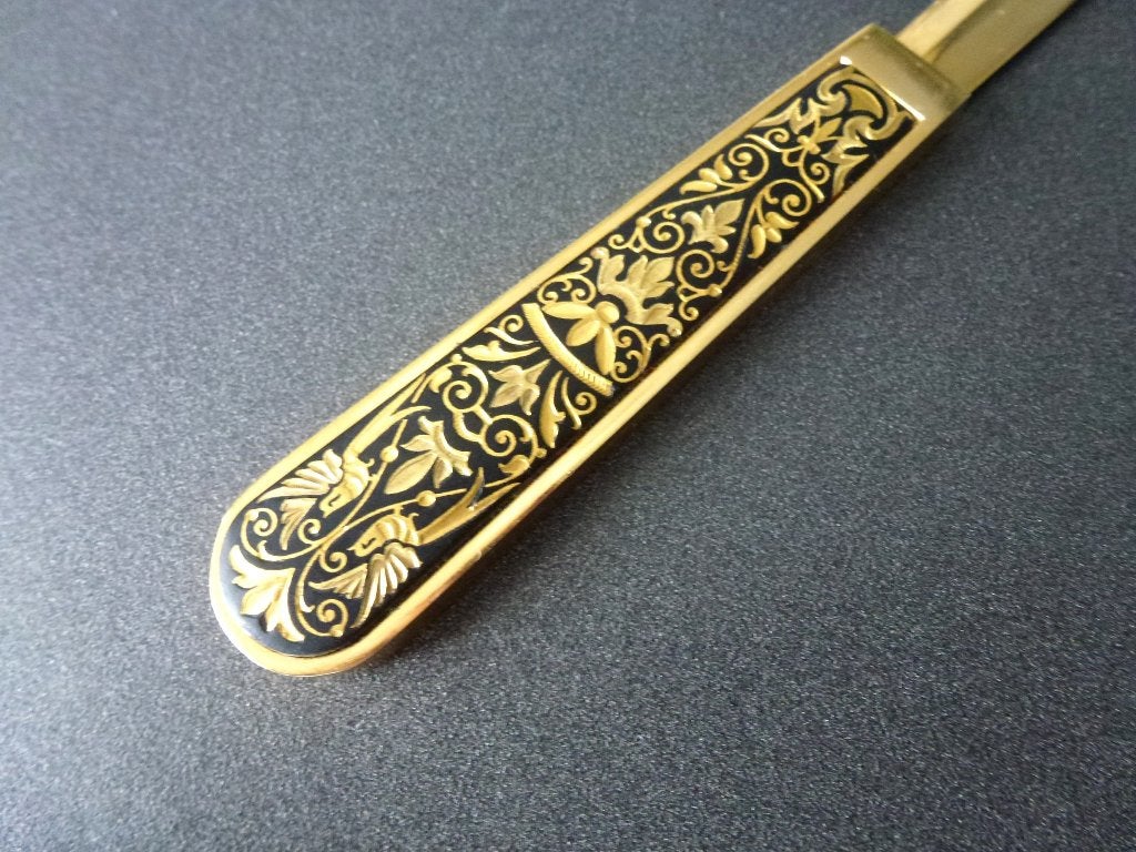 Vintage, Toledo Spanje gedamasceerde messing briefopener,, Ophalen of Verzenden, Koper