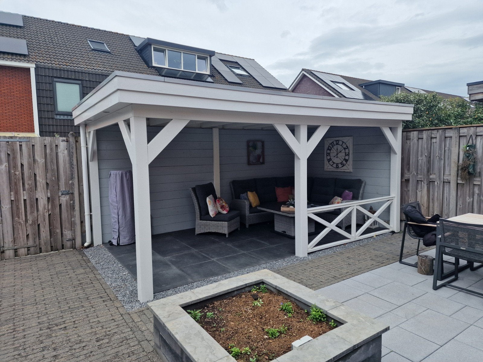 Douglas Overkapping 5.35x3m met tegels en verlichting, Ophalen of Verzenden, Veranda
