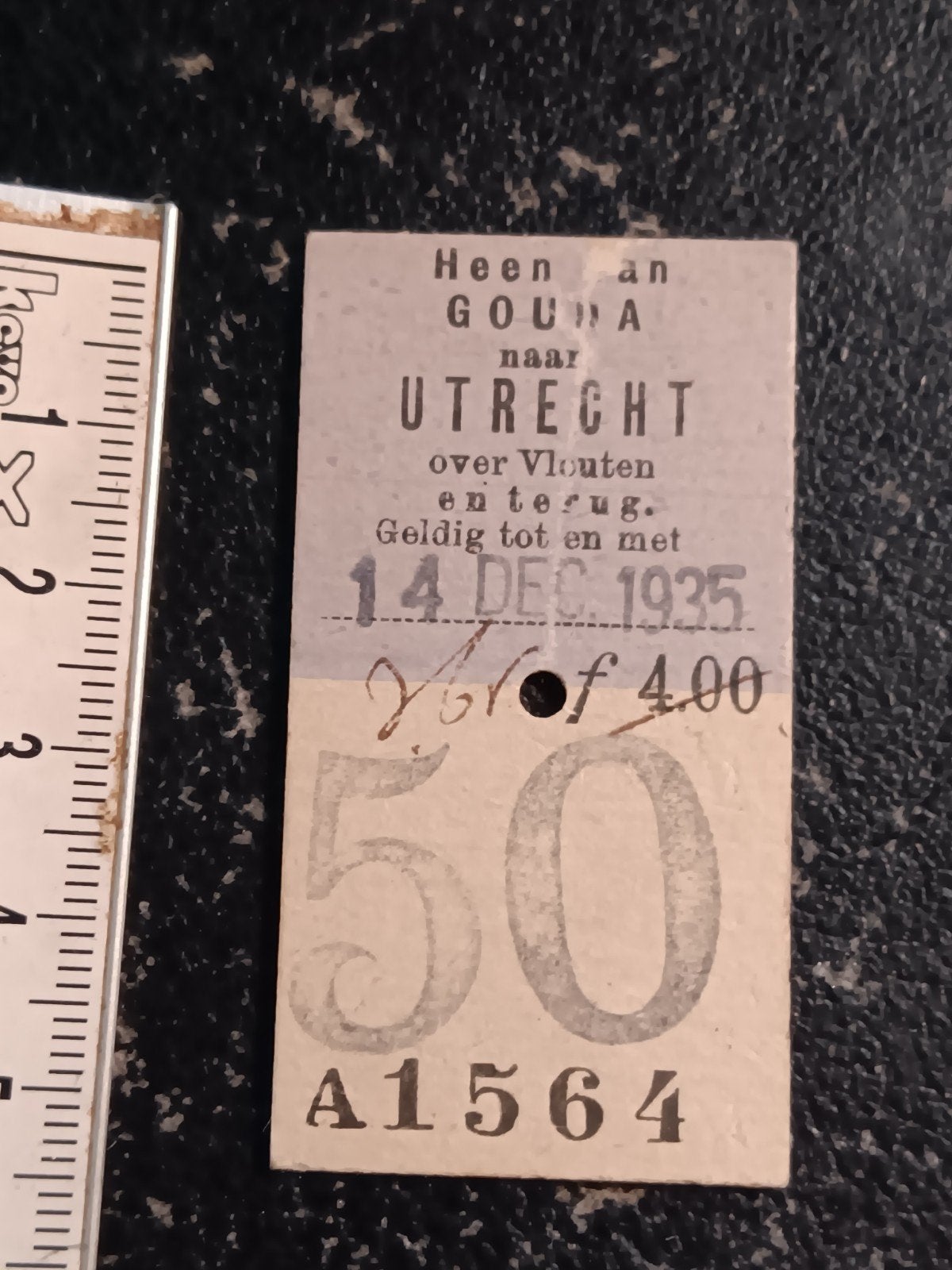 Treinkaartje 1935 Gouda, Utrecht, Ophalen of Verzenden, Gebruikt, Trein, Overige typen