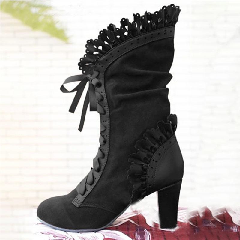 Dames steampunk hoge laarzen zwarte bruine rode victoriaanse, Verzenden, Nieuw, Overige kleuren, Hoge laarzen