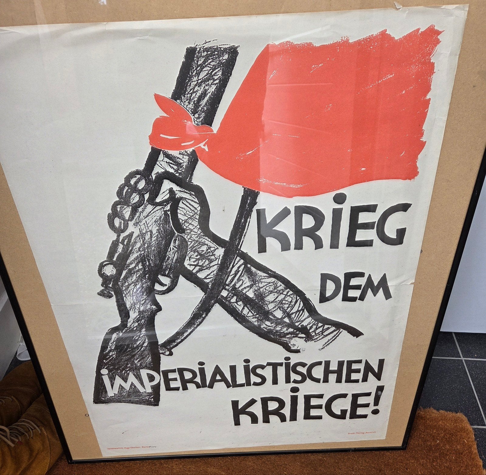 Antieke Duitse Oorlogsposter, Antiek en Kunst, Kunst | Tekeningen en Foto's, Ophalen of Verzenden, Poster, Print/reproductie, Ingelijst