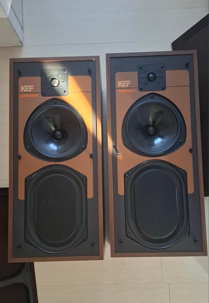 KEF Carlton III SP3020 Luidsprekers - Vintage Hifi, Gebruikt, 60 tot 120 watt, Front, Rear of Stereo speakers, Ophalen