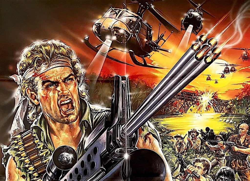 Strike Commando (1987) - Originele filmposter, Ophalen of Verzenden, Gebruikt, A1 t/m A3, Film en Tv