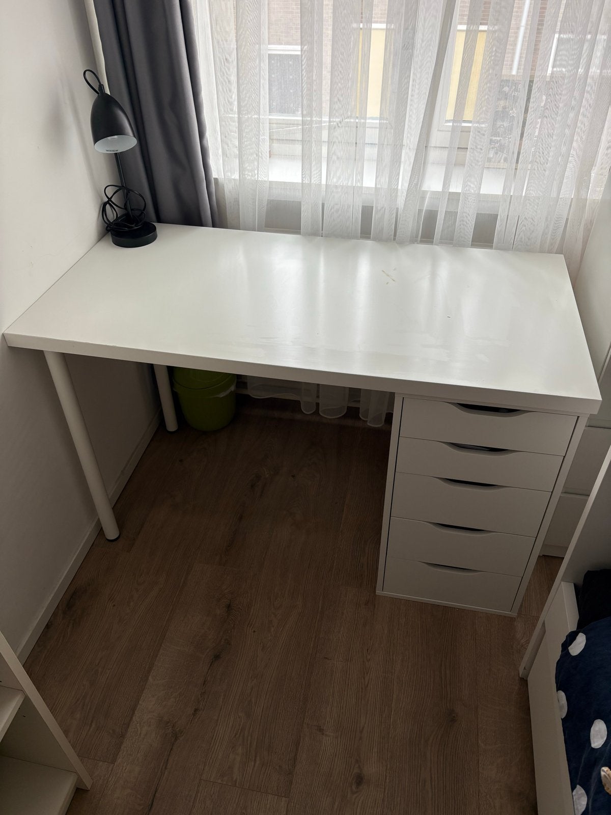 IKEA LAGKAPTEN / ALEX Bureau, wit, 120x60 cm, Huis en Inrichting, Ophalen, Gebruikt, Met lades, Spaanplaat of MDF