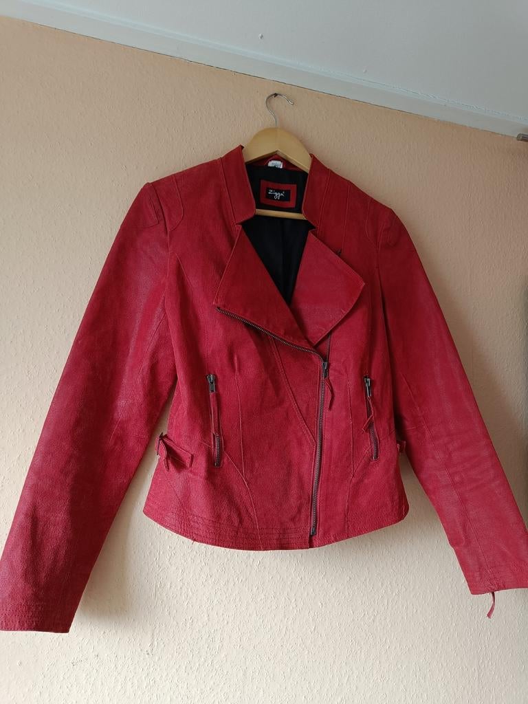 Rode vintage leren jas, Ophalen of Verzenden, Vintage, Jasje, Maat 36 (S)