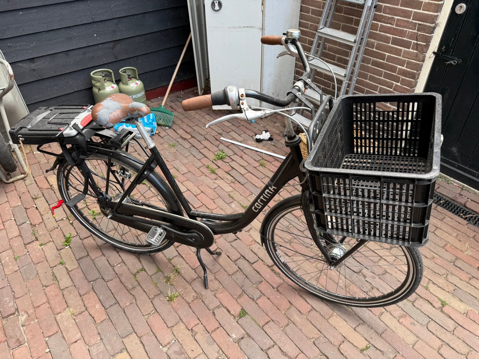Moeder fiets dames fiest met krat en zitje achter, Ophalen, Gebruikt, Versnellingen, A