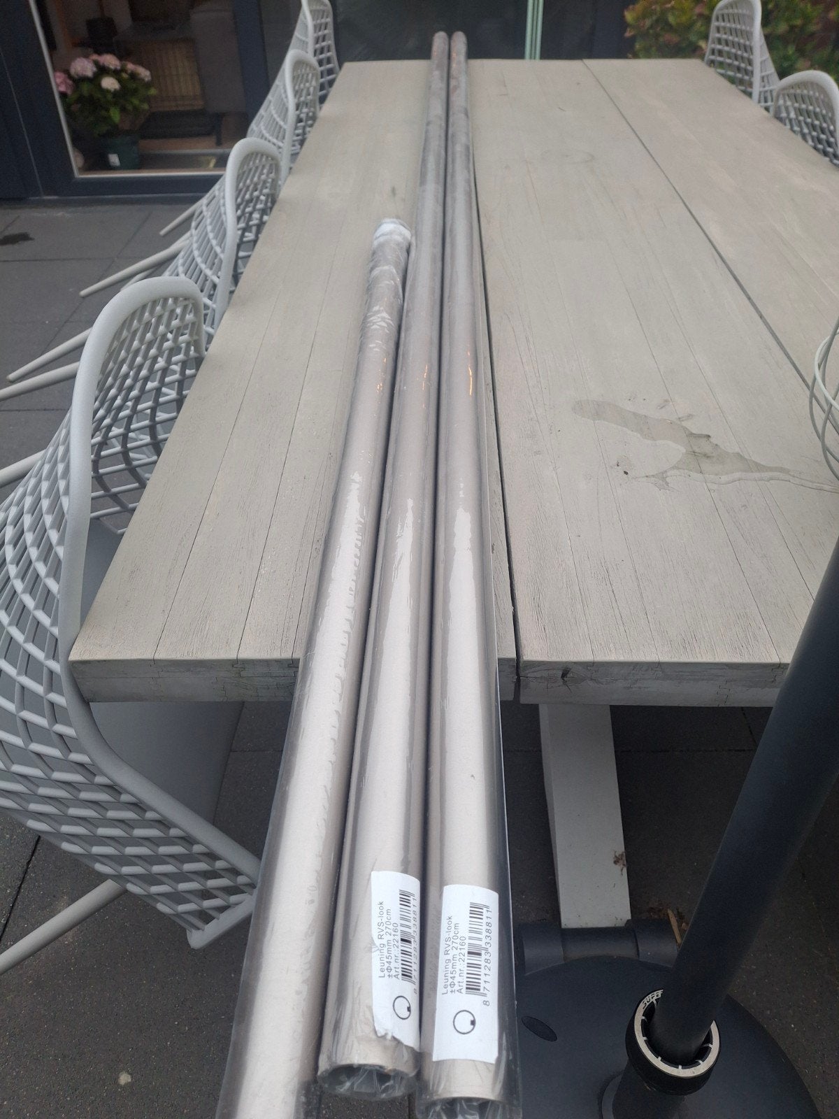Nieuwe RVS Trapleuning 4,5cm diameter incl steun en eindkap, Ophalen, Nieuw, Trap, 2 tot 4 meter