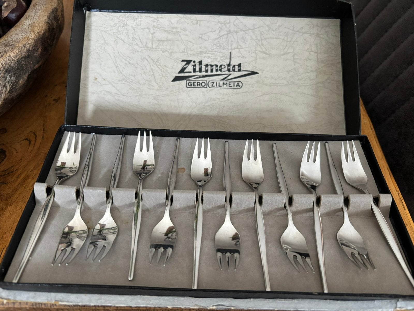ZILMETA GERO  oude doos met gebaks vorkjes, Verzamelen, Ophalen of Verzenden, Zo goed als nieuw