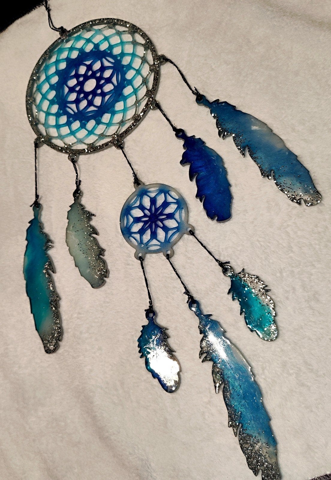 Dromenvanger met blauwe en zilveren accenten uit Epoxy, Overige stijlen, Nieuw, Ophalen of Verzenden, Blauw