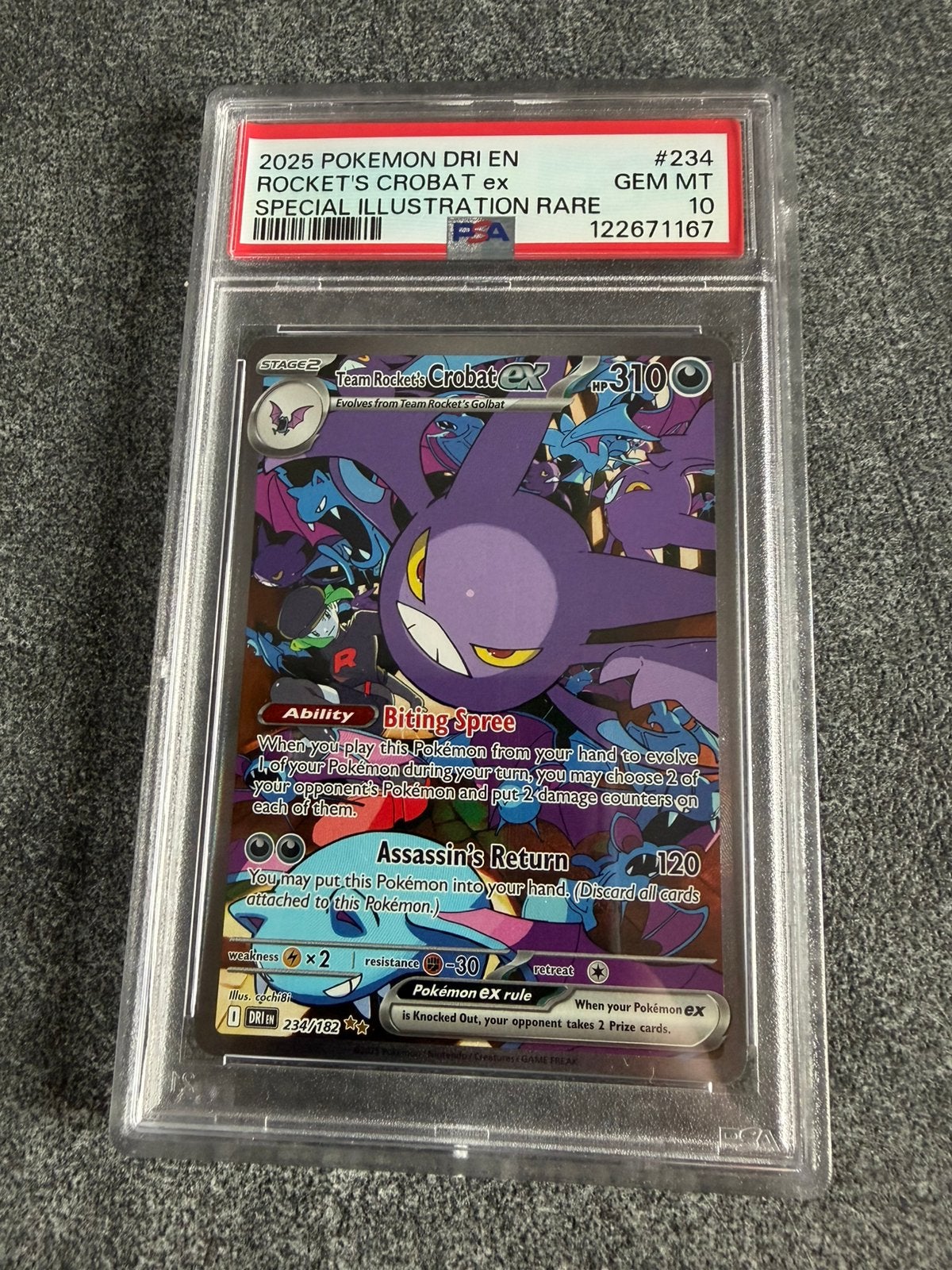 Team Rocket’s Crobat Ex 234 Pokémon Destined Rivals PSA 10, Ophalen of Verzenden, Zo goed als nieuw