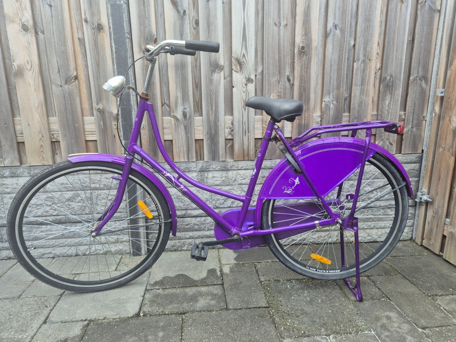 Paarse damesfiets met terugtraprem, Fietsen en Brommers, Terugtraprem, Gebruikt, 50 tot 53 cm, Ophalen