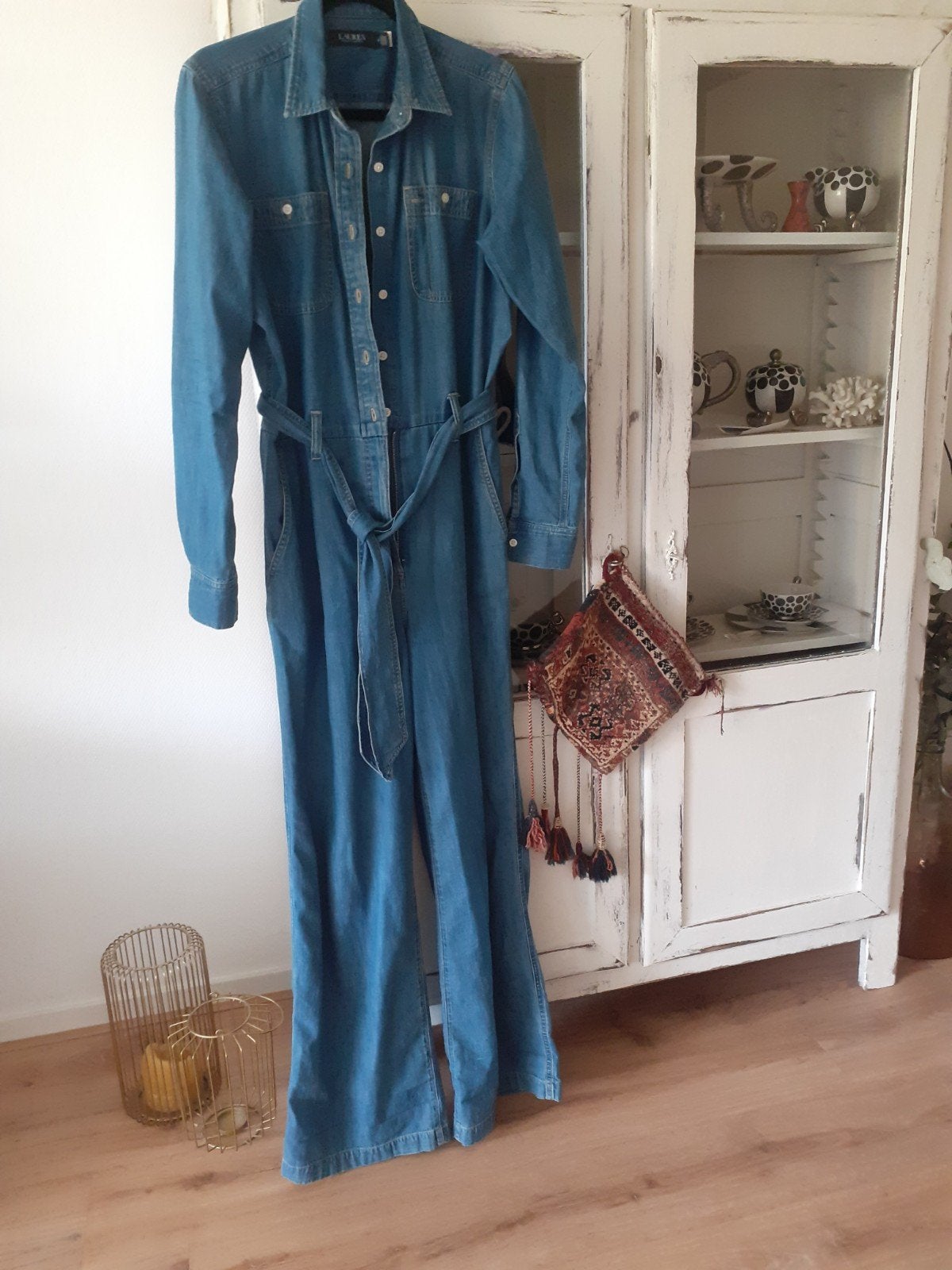 Lauren Ralph Lauren Denim Jumpsuit - Maat 8 is L, Kleding | Dames, Blauw, Maat 42/44 (L), Lauren Ralph Lauren, Ophalen of Verzenden