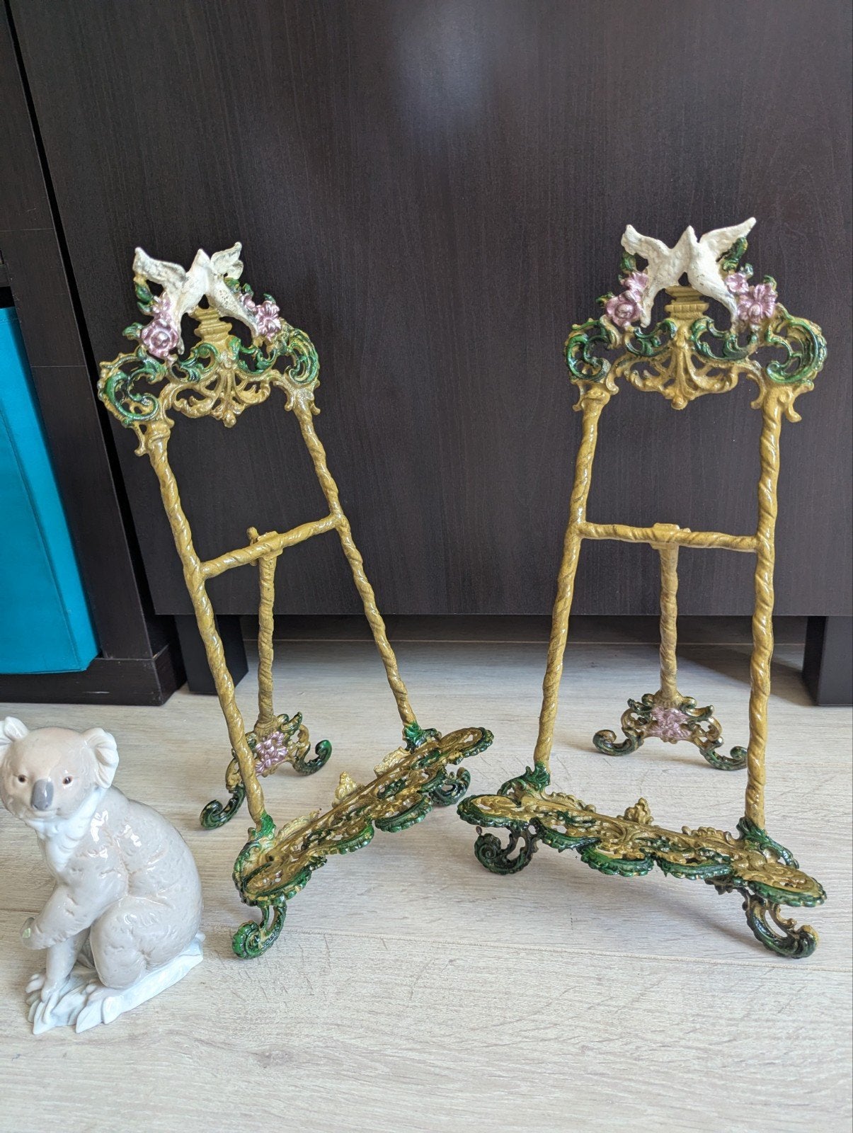 Decoratieve schildesezel met Duif en Bloemen - Set van 2, Ophalen of Verzenden