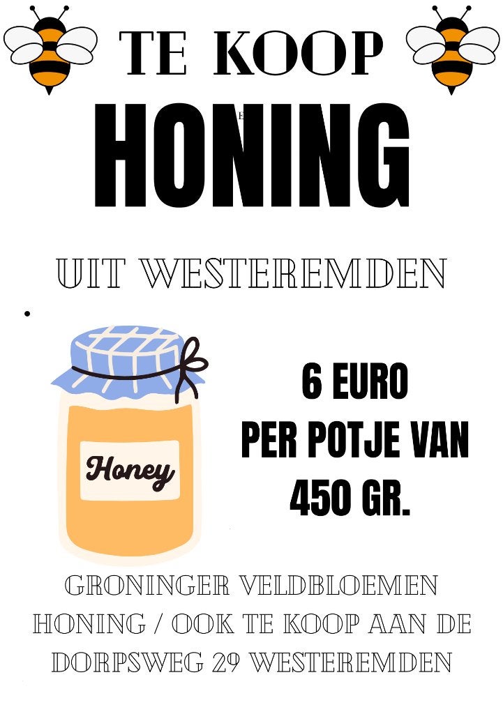 veldbloemenhoning uit Westeremden (450 gr), Ophalen, Nieuw