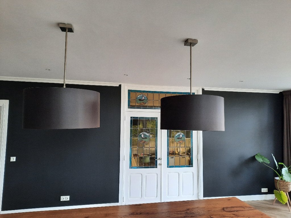 2 grote hanglampen, Huis en Inrichting, Lampen | Hanglampen, Ophalen, Gebruikt, Stof, Minder dan 50 cm