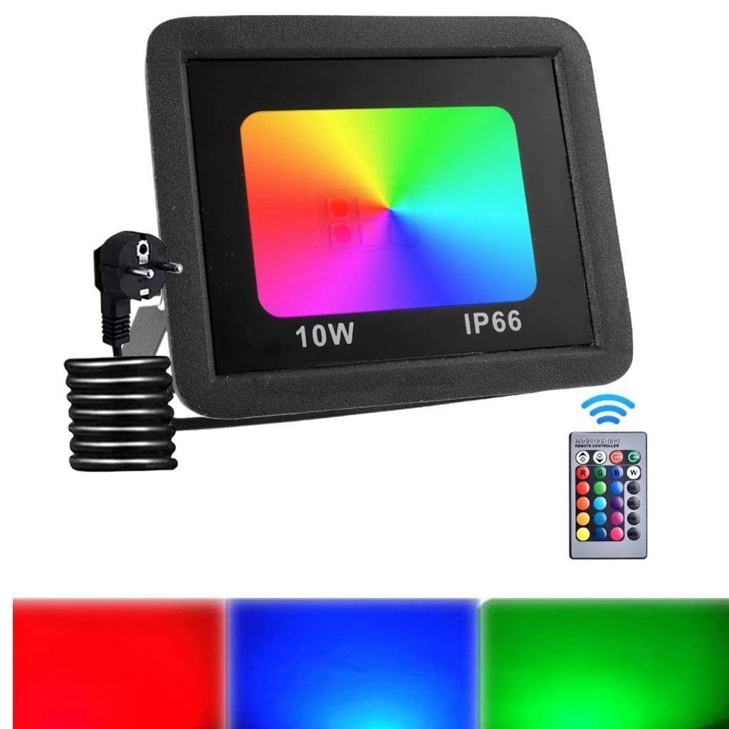 RGB LED-Buiten verlichting met afstand bediening 10 Watt, Tuin en Terras, Buitenverlichting, Zonne-energie, Kunststof, Nieuw, Ophalen of Verzenden
