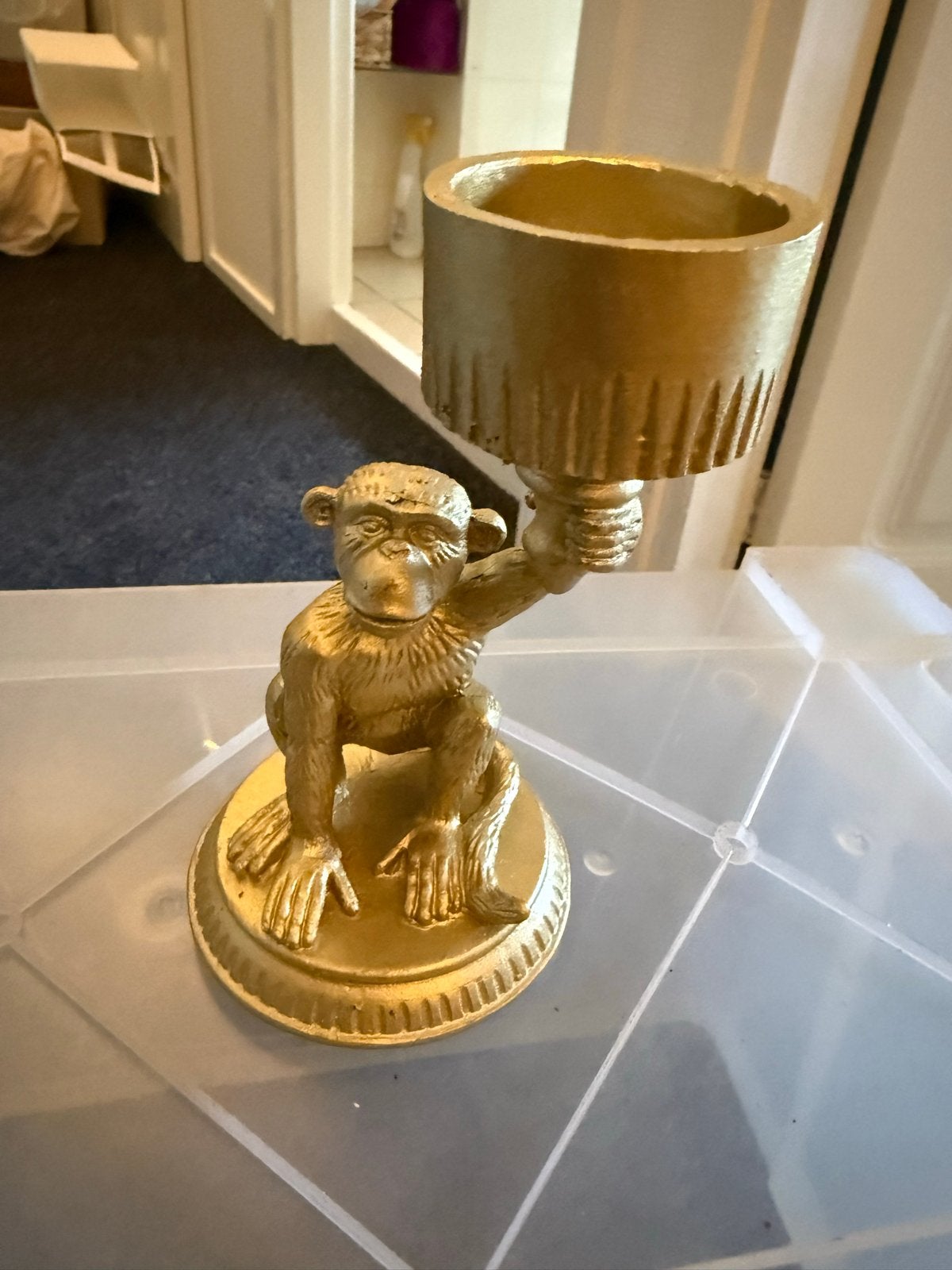 Gouden aap kaars/kandelaar, Overige materialen, Gebruikt, Verzenden, Overige merken