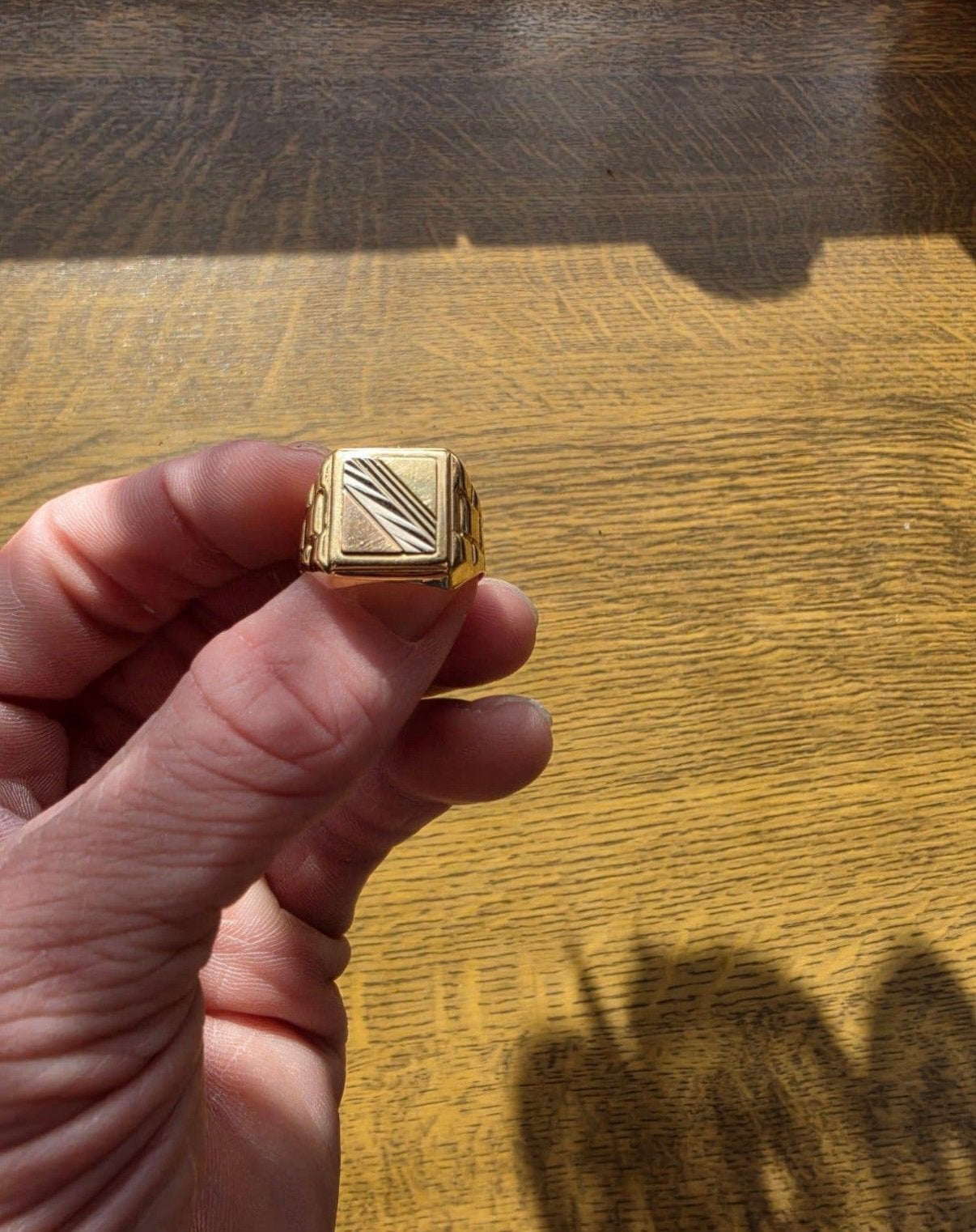 Heren 18 karaat 4,93gram tri color zegelring, 20 of groter, Heer, Ophalen of Verzenden, Zo goed als nieuw