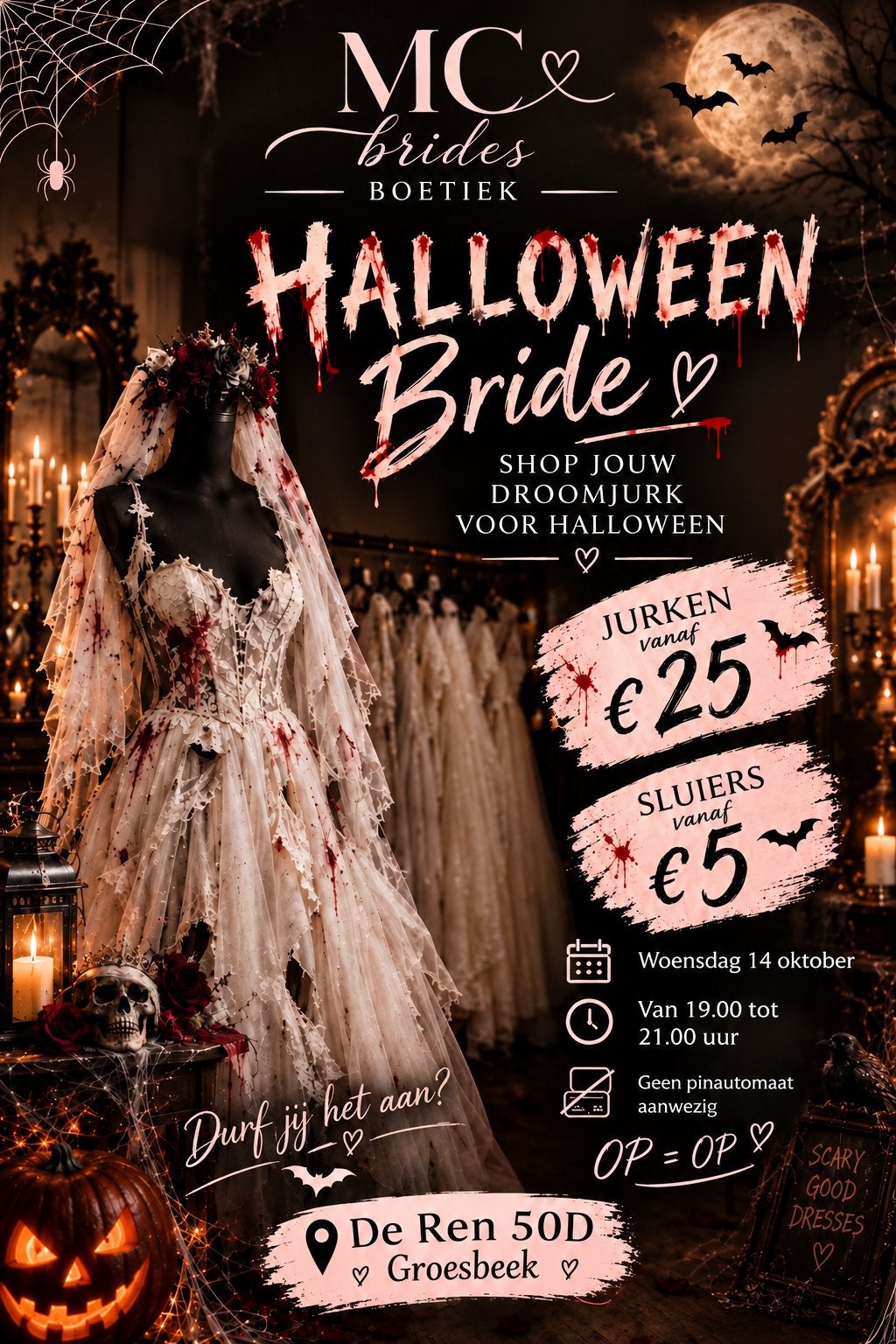 Griezelige uitverkoop van trouwjurkrn voor Halloween, Ophalen, Nieuw, Wit, Trouwjurk